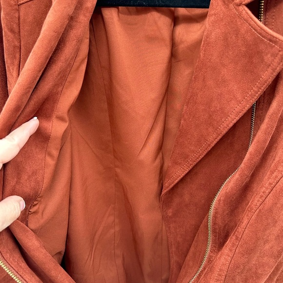 NWT 4/6 CHICOS Elongated Rich mahogany faux suede mature sophisticated jacket - Picture 11 of 14